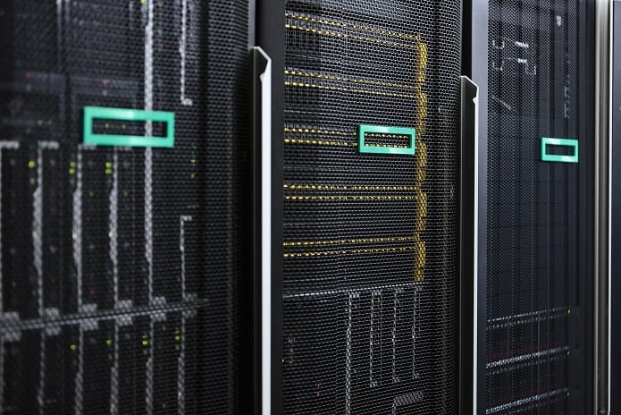 close up of HPE servers