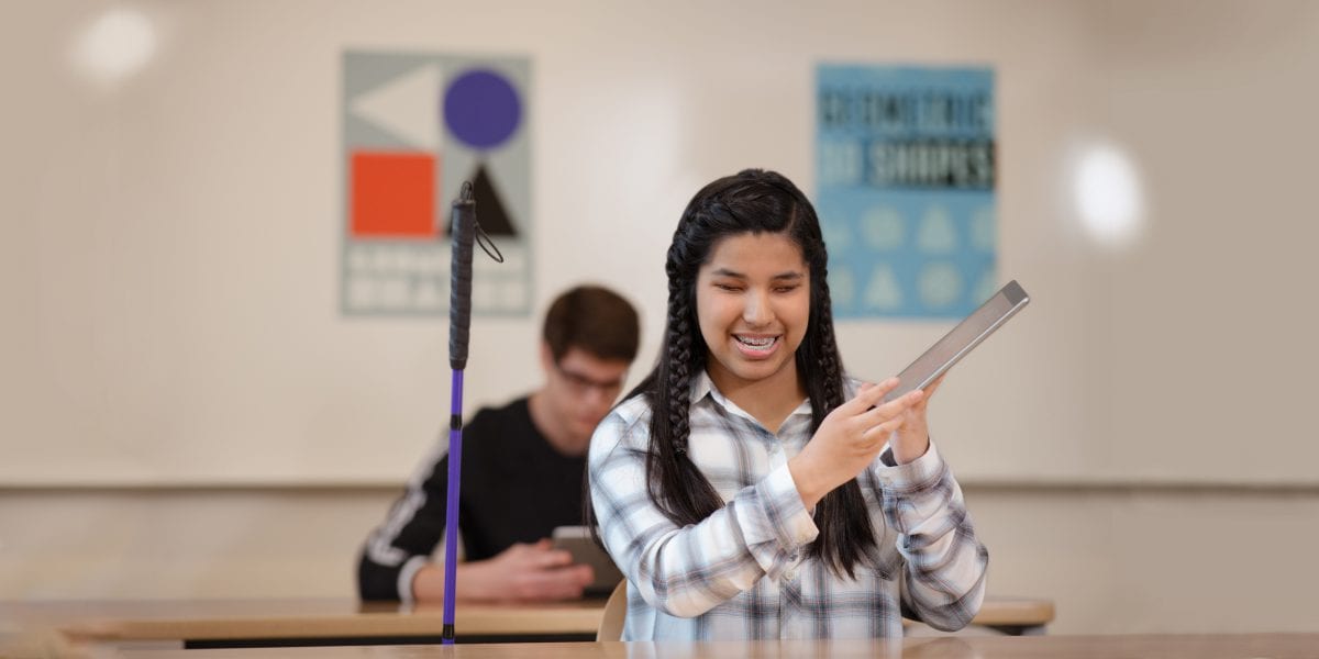 girl using an accessibility tool